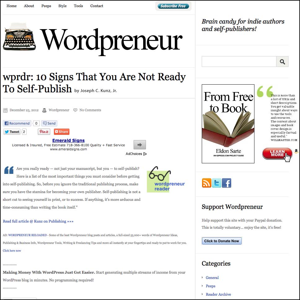 Thank you to Eldon Sarte of WordPreneur.com for featuring this article on his website.