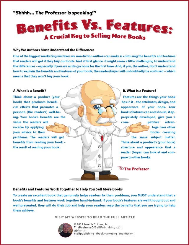 Benefits Vs Features A Crucial Key To Selling More Books Infographic